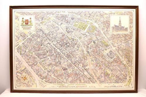 Gesigneerde lithografie kaart van Brussel, Anne Lernout, Antiek en Kunst, Kunst | Litho's en Zeefdrukken, Ophalen