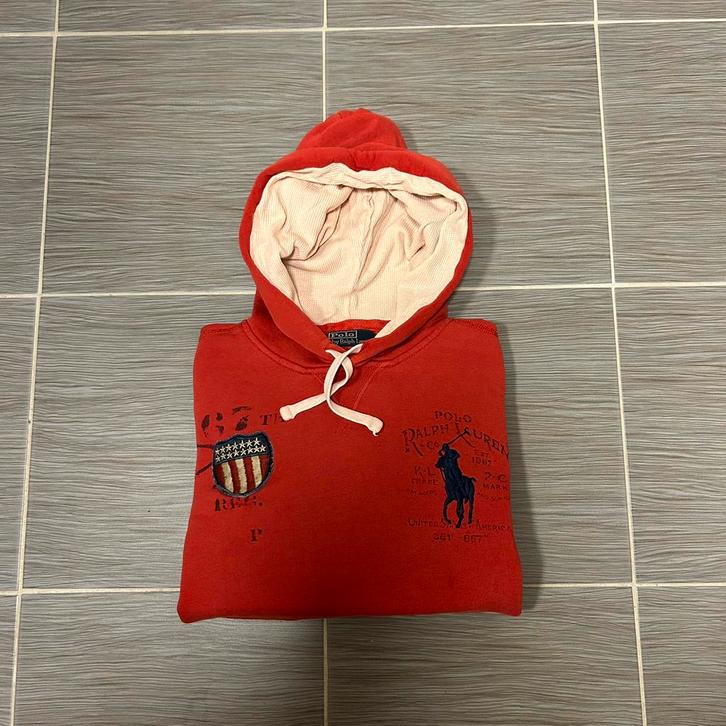 Vintage Ralph Lauren hoodie – rood M, Kleding | Heren, Truien en Vesten, Zo goed als nieuw, Maat 48/50 (M), Rood, Ophalen of Verzenden