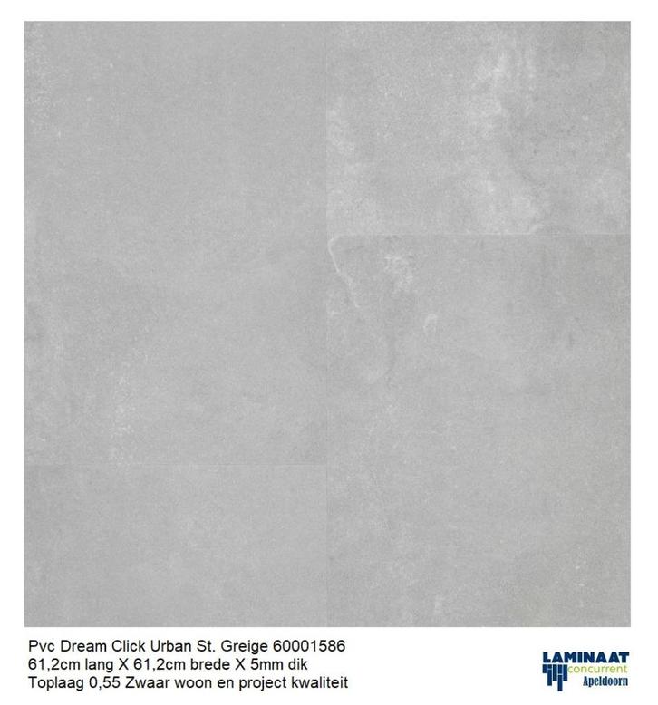 Pvc dream click St. Light Gragei 61cm X 61cm X  5mm €29,95m2, Huis en Inrichting, Stoffering | Vloerbedekking, Nieuw, Laminaat
