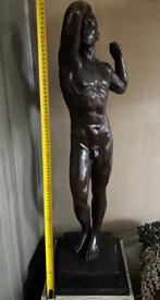 Bronzen groot beeld naakte man 93 cm !! A.Rodin zuiver brons, Antiek en Kunst, Ophalen of Verzenden