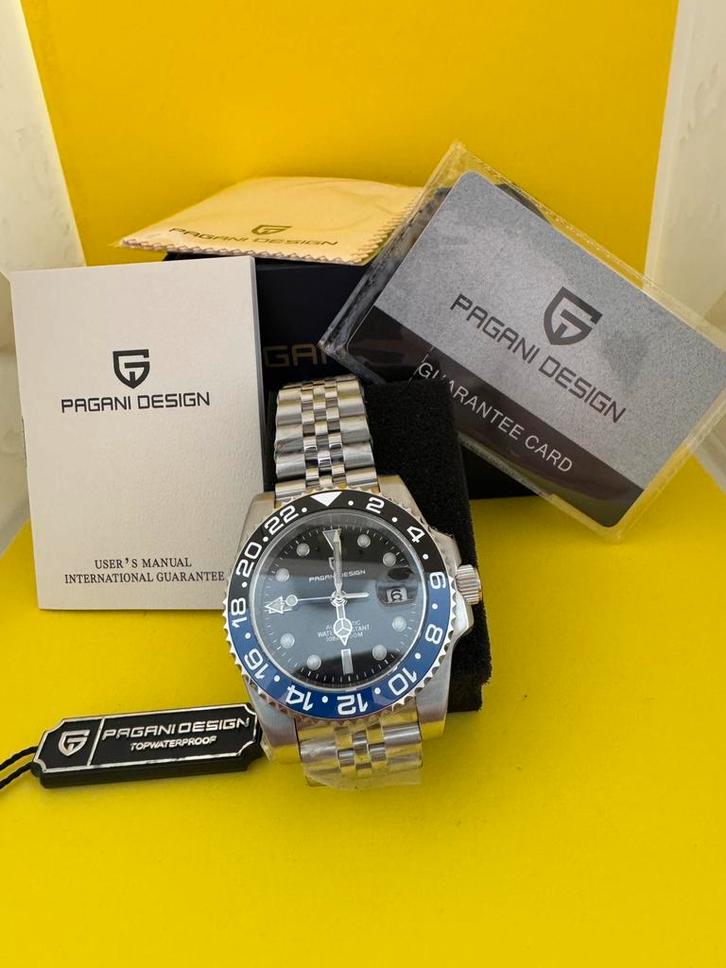 Pagani Design GMT Automatic Watch (Batman Bezel), Handtassen en Accessoires, Sporthorloges, Ophalen