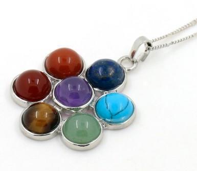 Chakraketting in bloemvorm, verzilverd, Bijoux, Sacs & Beauté, Colliers, Neuf, Enlèvement ou Envoi