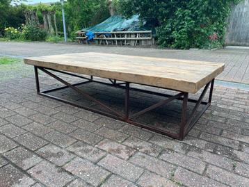 Flamant salontafel massief eik - metaal onderstel 160x90, Huis en Inrichting, Ophalen, Zo goed als nieuw, Metaal