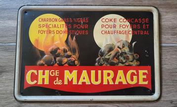 Blikken reclamebord charbon de Maurage. beschikbaar voor biedingen