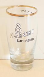 8 Haecht Superbier Pilsglas / Emaille Logo En Gouden Randje, Verzamelen, Ophalen of Verzenden, Zo goed als nieuw, Bierglas