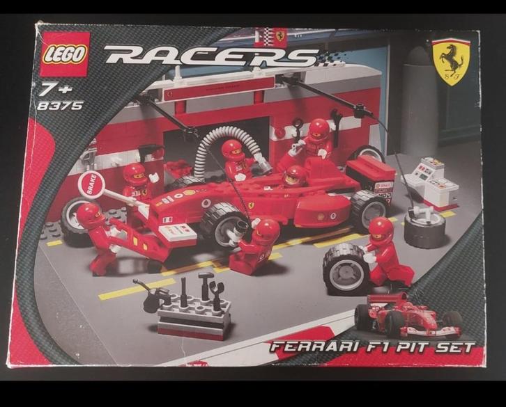 Lego 8375 - Racers Ferrari F1 Pit set, Kinderen en Baby's, Speelgoed | Duplo en Lego, Gebruikt, Lego, Complete set, Ophalen of Verzenden