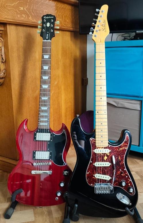 SG PRO EPIPHONE en Schecter Strat incl Fender, Muziek en Instrumenten, Snaarinstrumenten | Gitaren | Elektrisch, Zo goed als nieuw