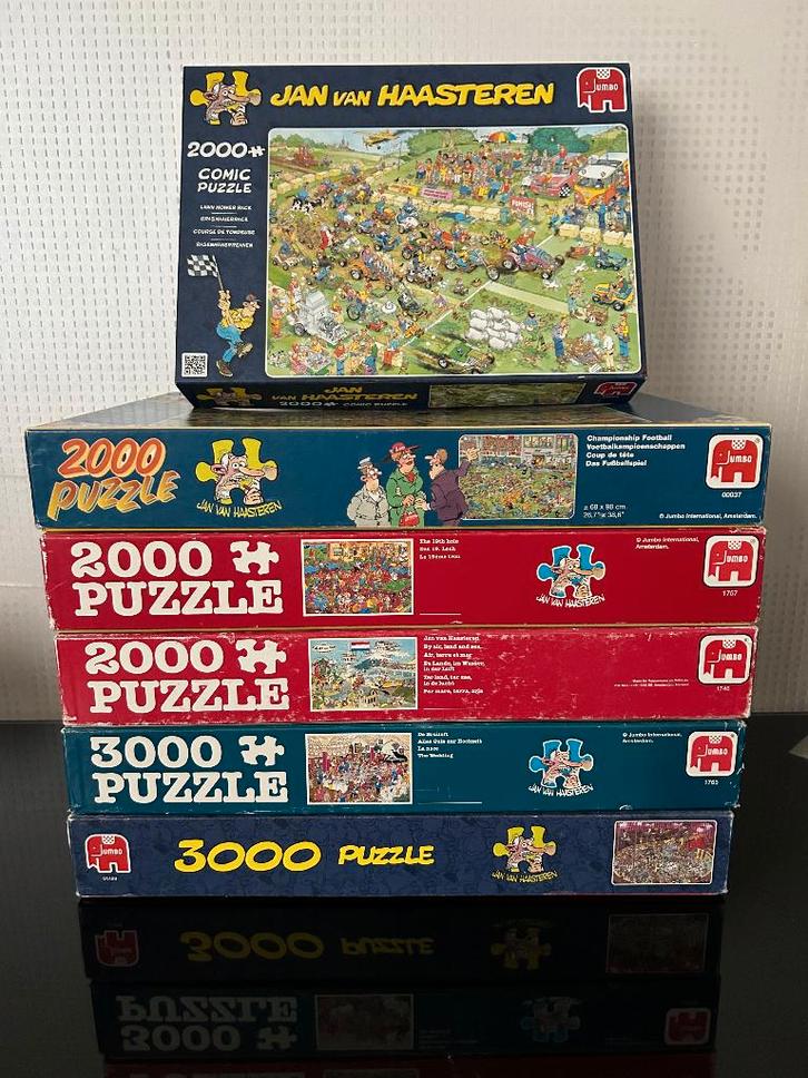 6 Jan Van Haasteren puzzels (2000 en 3000 st), Hobby en Vrije tijd, Denksport en Puzzels, Zo goed als nieuw, Legpuzzel, Meer dan 1500 stukjes
