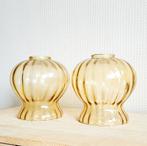 Lot de 2 magnifiques abat-jour vintage en verre ocre !, Enlèvement ou Envoi