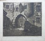 ALFRED VAN NESTE / OUDE STADSPOORT / ZW-W ETS / 39x42cm SIG, Antiek en Kunst, Kunst | Etsen en Gravures, Ophalen of Verzenden