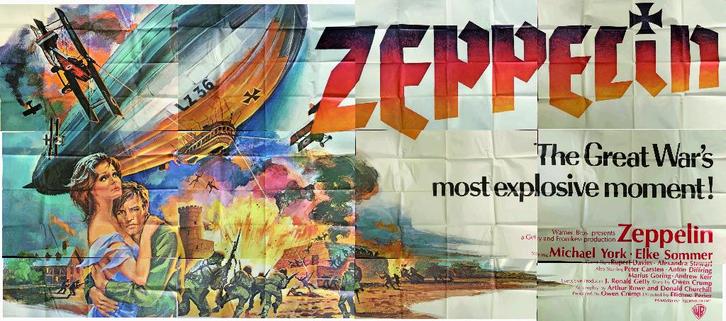 oude GROTE filmaffiche ZEPPELIN 1971 UNIEK! 6m x 2,66meter, Verzamelen, Retro, Ophalen of Verzenden