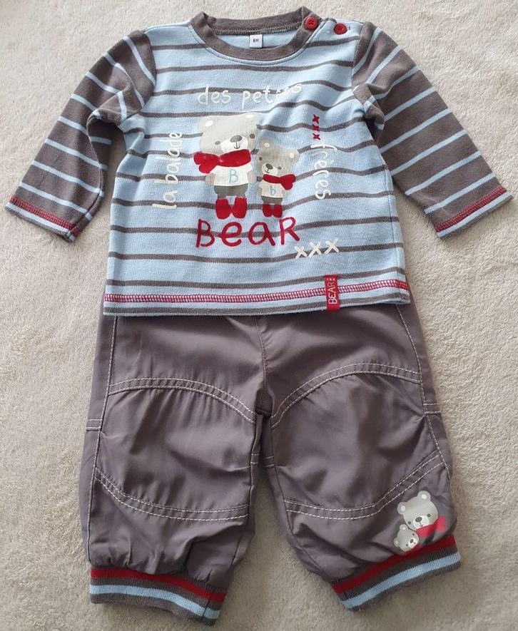 Ensemble t-shirt + pantalon doublé taupe - T68 - NEUF, Kinderen en Baby's, Babykleding | Maat 68, Nieuw, Jongetje, Setje, Ophalen