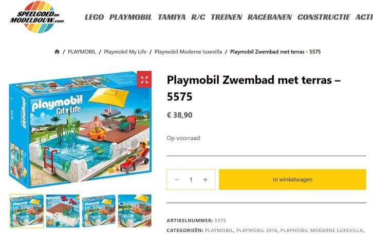 PLAYMOBIL Zwembad met terras - 5575, Kinderen en Baby's, Speelgoed | Playmobil, Zo goed als nieuw, Complete set, Ophalen of Verzenden