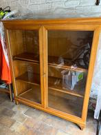 Armoire vitrine en bois brun clair, 100 à 150 cm, 25 à 50 cm, Autres essences de bois, Bois ancien