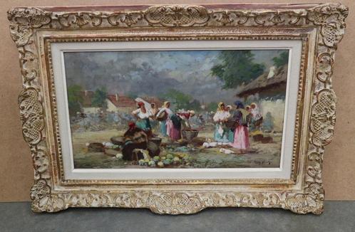 PÁDLY Aladár, een drukke marktdag, Antiek en Kunst, Kunst | Schilderijen | Klassiek, Ophalen of Verzenden