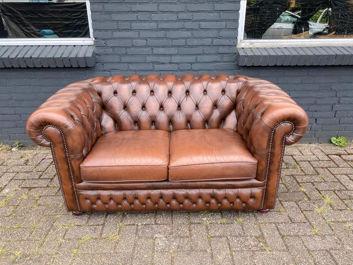Springvale Chesterfield zetel bruin GRATIS GELEVERD, Antiek en Kunst, Antiek | Meubels | Stoelen en Sofa's, Ophalen of Verzenden