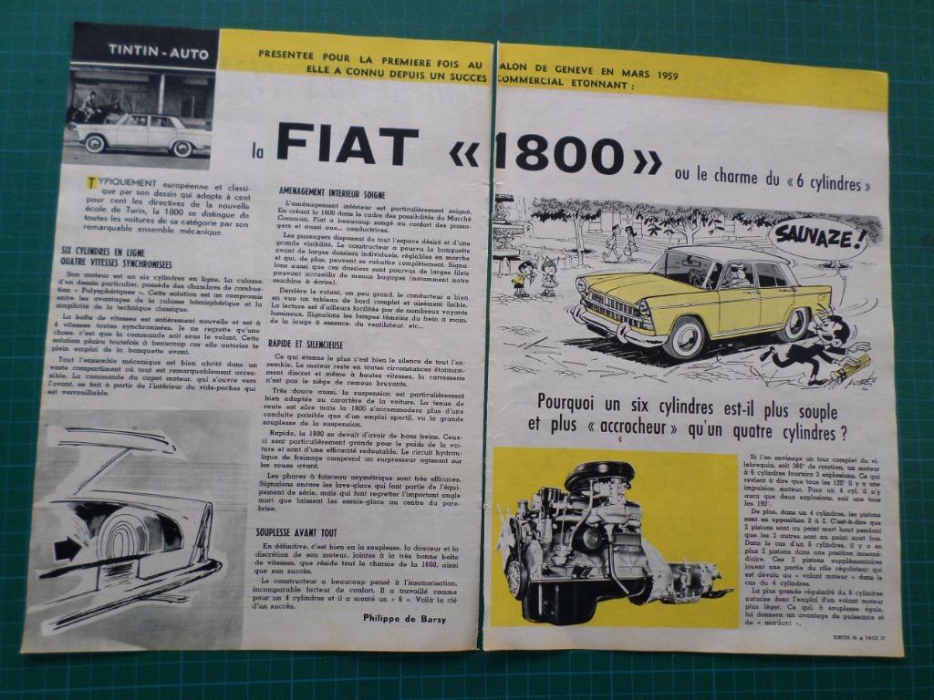 Fiat 1800 - article illustré - 1960, Enlèvement ou Envoi, Utilisé, Autres types