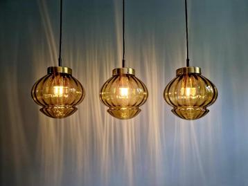 Set van 3 amberkleurige glazen hangers, RAAK, 1970 beschikbaar voor biedingen