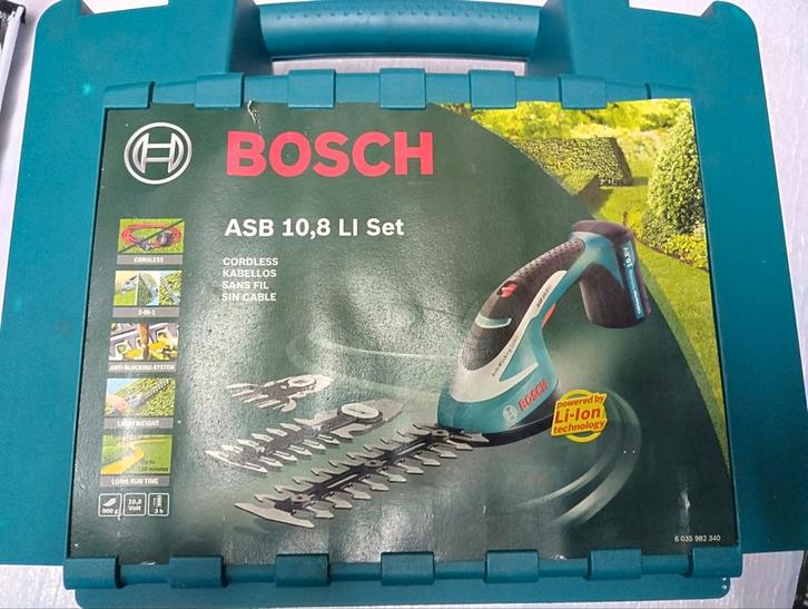 Bosch ASB 10.8 Li-set, Tuin en Terras, Heggenscharen, Zo goed als nieuw, Accu, Ophalen of Verzenden