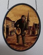 Antieke Gebrandschilderde Prachtige Raamhanger Glas in Lood, Antiek en Kunst, Ophalen of Verzenden