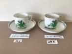 2 Herend Apponyi groen (707/AV) koffiekop en schotel, Ophalen of Verzenden