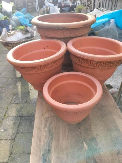 Terracotta bloempot plantenbak set, Jardin & Terrasse, Pots de fleurs, Comme neuf, Terracotta, Enlèvement ou Envoi
