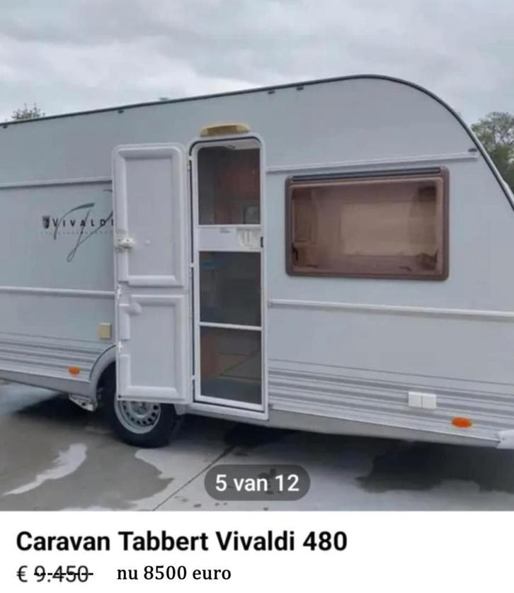 Caravan Tabbert Vivaldi 480, Caravans en Kamperen, Caravans, Particulier, tot en met 5, Tabbert, Frans bed, Omvormbare zithoek