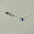 Ketting met echte Saffier 2ct in Hartvorm zilver, Handtassen en Accessoires, Kettingen, Blauw, Nieuw, Ophalen of Verzenden, Met edelsteen