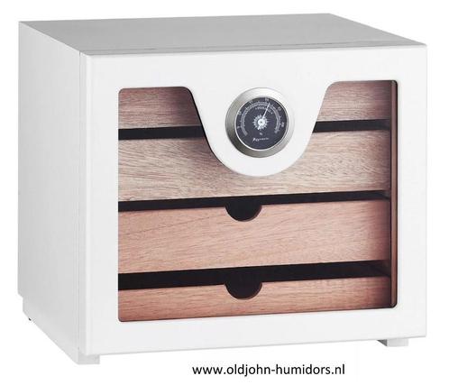 HUMIDOR KABINET WIT MET 4 LADEN capaciteit 100 SIGAREN   h86, Verzamelen, Rookartikelen, Aanstekers en Luciferdoosjes, Nieuw, Tabaksdoos of Verpakking