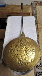 antieke bedpan,geel koperen deksel, Antiek en Kunst, Ophalen