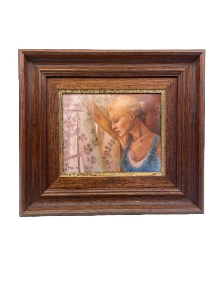 Peinture sur porcelaine signée M. Revert Circa 1970-1980, Antiquités & Art, Antiquités | Porcelaine, Enlèvement ou Envoi