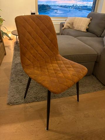 Set van 6 eetkamerstoelen – cognacbruin met zwarte poten beschikbaar voor biedingen