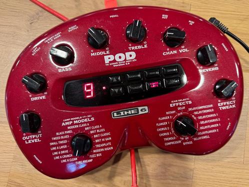 Line 6 Pod version 2.0 met Floorboard, Muziek en Instrumenten, Effecten, Gebruikt, Chorus, Delay of Echo, Distortion, Overdrive of Fuzz