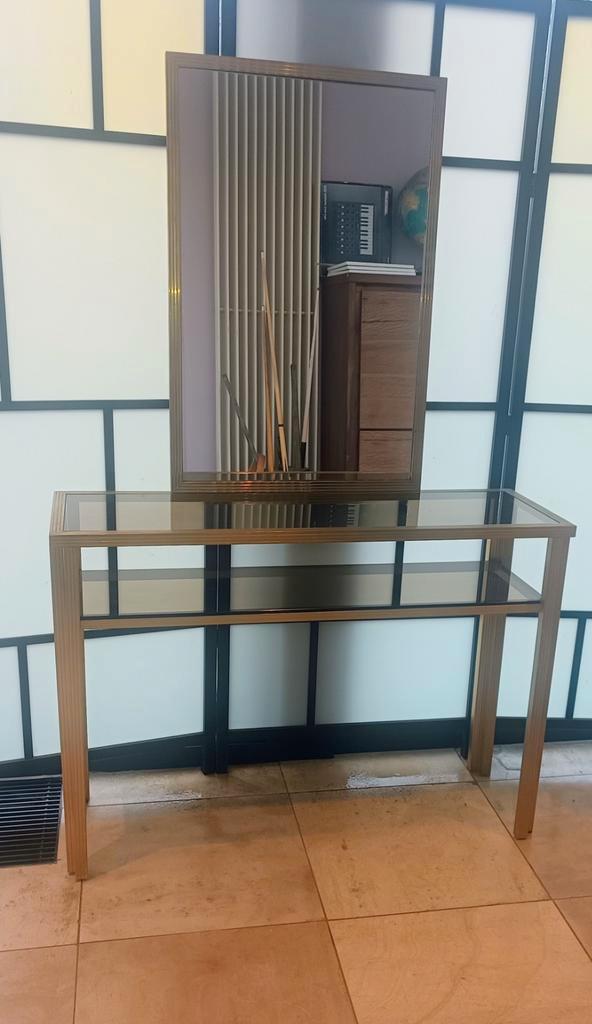 Messing sidetable en spiegel, Huis en Inrichting, Tafels | Sidetables, Zo goed als nieuw, Ophalen