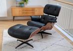 Lounge Chair Zwart Walnoot XL en Ottoman, Huis en Inrichting, Fauteuils, Modern, Klassiek, Tijdloos, Verzenden, Minder dan 75 cm