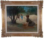 Jonkheer Berg - "Moeder Met Twee Kinderen", Antiek en Kunst, Kunst | Schilderijen | Modern, Ophalen of Verzenden