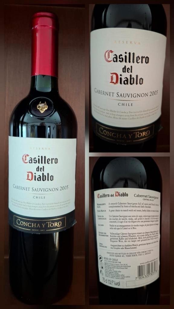 Casillero del Diablo Cabernet Sauvignon 2005, Verzamelen, Wijnen, Zo goed als nieuw, Rode wijn, Vol, Ophalen of Verzenden