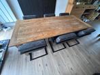 Grote eettafel van onbehandeld teakhout 100 x 240cm, Huis en Inrichting, Tafels | Eettafels, Ophalen, Gebruikt, 100 tot 150 cm