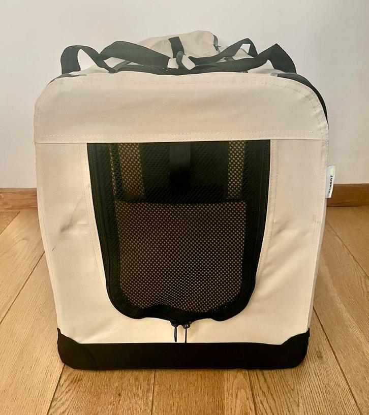 Bench hondentransportbox Juskys Lassie hond stof beige zwart, Dieren en Toebehoren, Hondenbenches, Nieuw, Ophalen of Verzenden