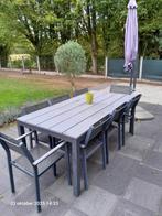 TUINSET TAFEL + STOELEN+PARASOL, Tuin en Terras, Ophalen, Gebruikt, Aluminium, 8 zitplaatsen
