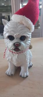 Hondje met kerstmuts 25cm, polyester, Verzenden, Zo goed als nieuw