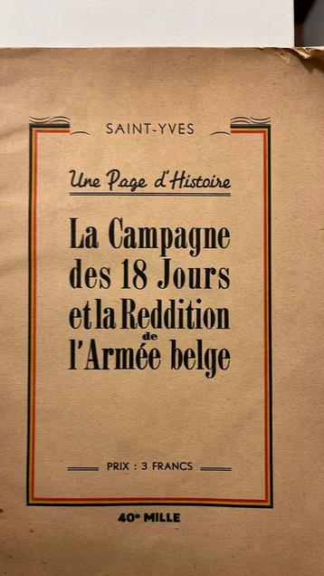 La Campagne des 18 Jours et la Reddition de l’Armée belge  beschikbaar voor biedingen