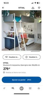 IKEA VITVAL hoogslaper — 90x200 cm — wit/lichtgrijs, Huis en Inrichting, Slaapkamer | Stapelbedden en Hoogslapers, Ophalen, Eenpersoons