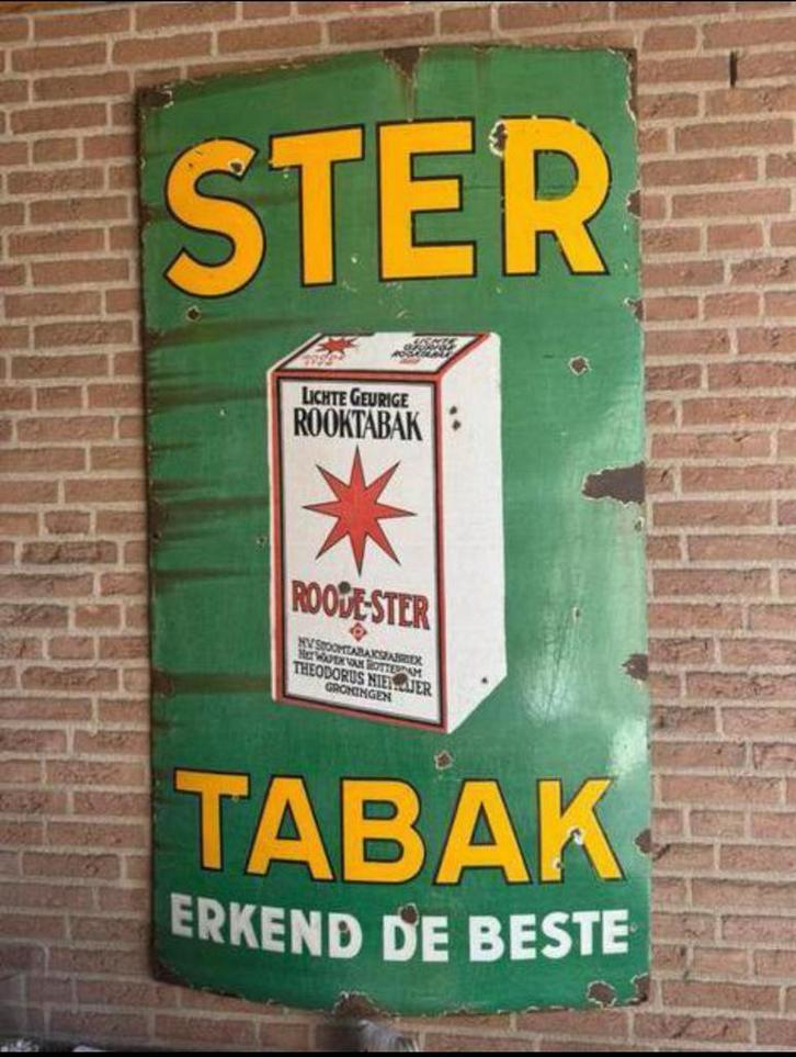 Ster tabak emaille reclamebord, Antiek en Kunst, Antiek | Email, Ophalen