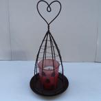 Theelichthouder met hartvormige stolp., Ophalen of Verzenden, Zo goed als nieuw, Rood, Metaal