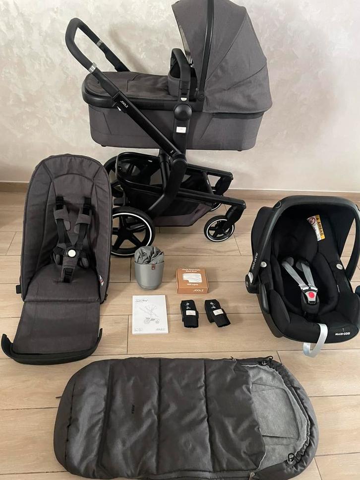 Joolz Day + Awesome Anthracite grey kinderwagen 3-in-1 Set, Kinderen en Baby's, Buggy's, Zo goed als nieuw, Maxi-Cosi, Regenhoes