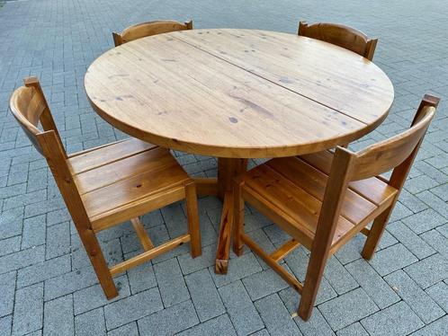 Vintage Eetkamerset - 6 Stoelen En Verstelbare Tafel, Huis en Inrichting, Tafels | Eettafels, Gebruikt, 100 tot 150 cm, 100 tot 150 cm