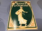 La Semeuse bieres emaille reclamebord, Verzamelen, Biermerken, Ophalen of Verzenden, Gebruikt, Reclamebord, Plaat of Schild