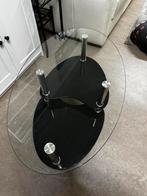 Zwarte glazen tafel goeie conditie., Huis en Inrichting, Ophalen, Minder dan 45 cm, Gebruikt, Glas