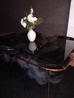 Design eetkamertafel + 4 stoelen, Huis en Inrichting, Tafels | Salontafels, Ophalen, Glas
